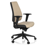 Beige Ammattitason toimistotuoli PRO-TEC 500 käsinojilla ja mustalla viisipyöräisellä jalustalla, valmistaja hjh OFFICE – 360 asteen näkymä (etuviistonäkymä 60°)