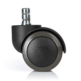 Musta Tuolin rulla 5x ROLO No-Noise 11mm/50mm koville lattioille, hopeinen metallitappi, valmistaja hjh OFFICE – 360 asteen näkymä (takanäkymä 180°)