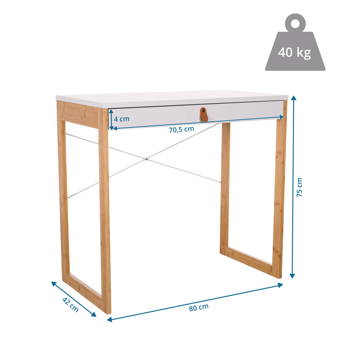 Kirjoituspöytä TAROLO II mitat 80 × 42 cm ja korkeus 75 cm, valmistaja hjh LIVING