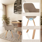 Beigefarbener Polsterstuhl SCANDI SOFT mit 360-Grad-Drehfunktion und Holzbeinen von hjh LIVING