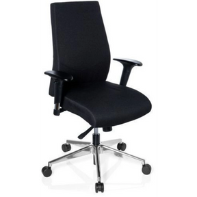 Profi-Bürostuhl PRO-TEC 250 in Schwarz mit Armlehnen und silbernem Sternfuß auf Rollen von hjh OFFICE