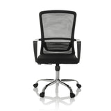 Musta Home Office -toimistotuoli STAR-TEC S verkkoselkänojalla ja viisijalkaisella rullajalustalla, valmistaja hjh OFFICE – 360 asteen näkymä (etunäkymä 0°)