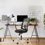 Musta Home Office -toimistotuoli SEDIOLO B, jossa on verkkoselkänoja ja käsinojat, valmistaja hjh OFFICE