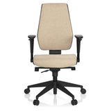 Beige Ammattitason toimistotuoli PRO-TEC 500 käsinojilla ja mustalla viisipyöräisellä jalustalla, valmistaja hjh OFFICE – 360 asteen näkymä (etunäkymä 0°)