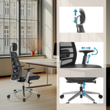 Säädettävä niskatuki, käsinojat ja istuinkorkeus High End -toimistotuolissa SPINIO ELITE L, valmistaja hjh OFFICE