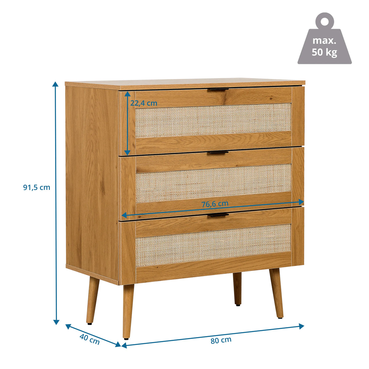 Lipasto BOHEO K mitat 80 × 40 cm ja maksimikuorma 50 kg, valmistaja hjh LIVING