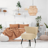 Beige Lepotuoli MANISO, jossa on tikattu selkänoja ja mustat jalat, valmistaja hjh LIVING