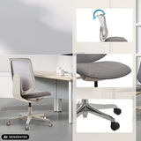 Harmaa Home Office -toimistotuoli Sitflex Lady, yksityiskohdat selkänojasta, istuimesta ja pyöristä, valmistaja hjh OFFICE (tekoälyllä luotu kuva)