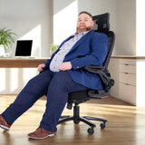 XXL pyörivä tuoli INSTRUCTOR SW I PRO mustana verkkoselkänojalla ja niskatuella, valmistaja hjh OFFICE
