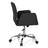 Musta Home Office -toimistotuoli FLOW käsinojilla ja kiiltävällä viisipyöräisellä jalustalla, valmistaja hjh OFFICE – 360 asteen näkymä (sivuprofiili 100°)