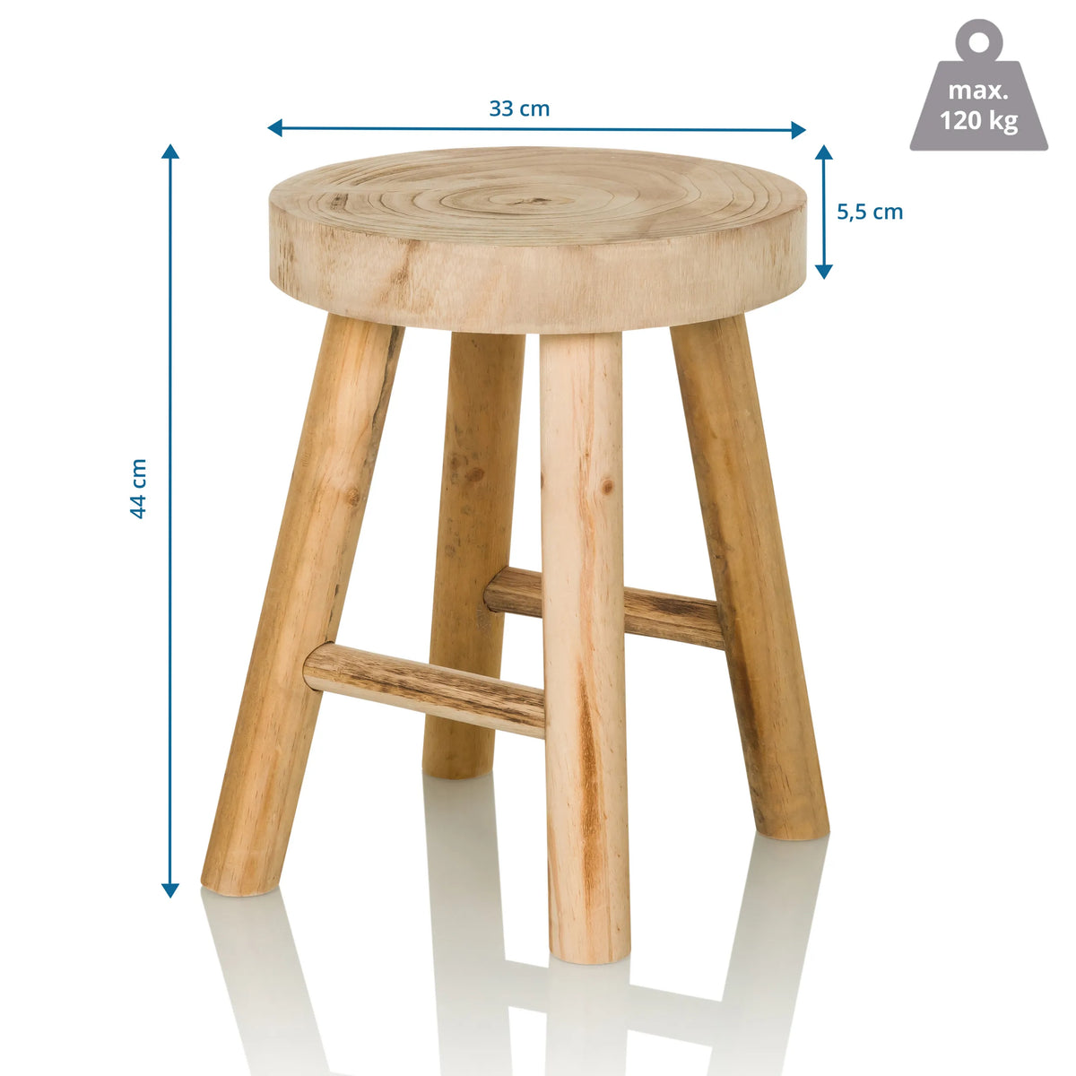 Jakkaran RUSTIKO W mittoja: korkeus 44 cm ja halkaisija 33 cm, valmistaja hjh LIVING