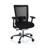 Musta High End -toimistotuoli NOVA PRO ALU verkkoselkänojalla ja viisijalkaisella rullajalustalla, valmistaja hjh OFFICE – 360 asteen näkymä (etunäkymä 20°)