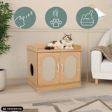 KITTYHOME 2-kissanmaja pyökkijäljitelmällä, jossa on kaksi ovea ja pyöreä sisäänkäynti, valmistaja hjh LIVING (tekoälyllä luotu kuva)