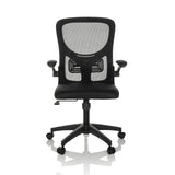 Musta Home Office -toimistotuoli BELIO verkkoselkänojalla ja viisijalkaisella rullajalustalla, valmistaja hjh OFFICE – 360 asteen näkymä (etunäkymä 0°)