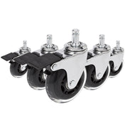 Tuolin rulla 5x ROLO SKATE CT 11mm/75mm hopeisena ja läpinäkyvänä lukituksella koville lattioille, valmistaja hjh OFFICE