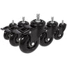 Viisi mustaa tuolin rullaa 5x ROLO SKATE S 11mm/75mm lukitusjarruilla koville lattioille, valmistaja hjh OFFICE