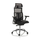 Musta High End -toimistotuoli POFIT GEN2 verkkoselkänojan ja viisipisteisen rullanjalustan kanssa, valmistaja hjh OFFICE – 360 asteen näkymä (etuviistonäkymä 30°)