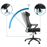 NEKEO Home Office -toimistotuolin säädettävä selkänoja ja mekanismi 90° kallistuskulmalla, valmistaja hjh OFFICE