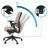 Ammattitason toimistotuoli PRO-TEC 500-tuolin säädösmekanismit 90° kallistuksella, valmistaja hjh OFFICE