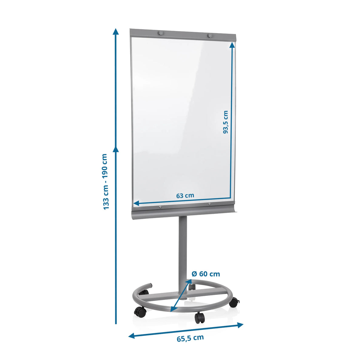 Kirjoitustaulu MULTIBOARD mitattu piirustus, korkeus 133–190 cm, valmistaja hjh OFFICE