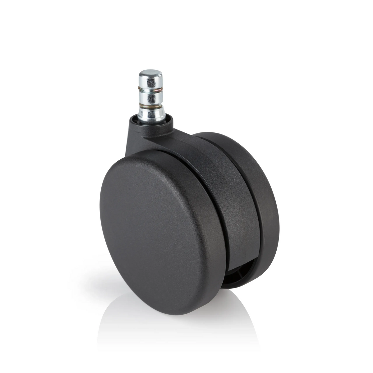 Musta Tuolin rulla 5x ROLO No-Noise 11mm/75mm kokolattiamatoille metallitapilla, valmistaja hjh OFFICE – 360 asteen näkymä (etunäkymä 0°)