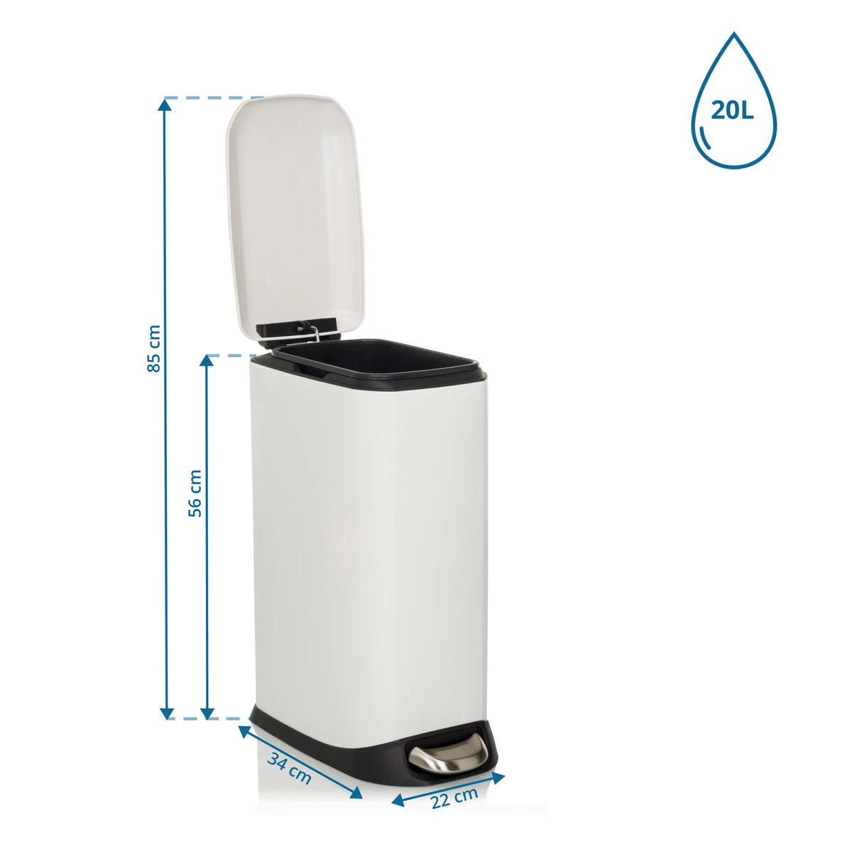 Roskakori CLEAN SLIM mittapiirros, tilavuus 20 l ja korkeus 85 cm, valmistaja hjh OFFICE
