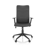 Musta Home Office -toimistotuoli ARTON 30 tikatulla verhoilulla ja viisipyöräisellä jalustalla, valmistaja hjh OFFICE – 360 asteen näkymä (etunäkymä 0°)