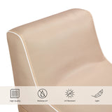 Beigen materiaalidetaili Sitzolo Air-sohva, veden- ja UV-kestävyyden symbolit, valmistaja hjh LIVING