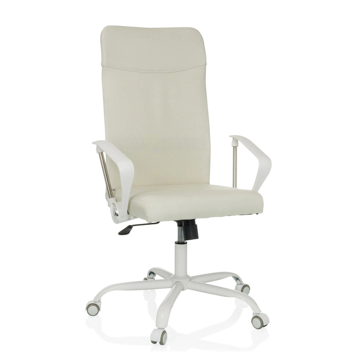 Beige Home Office -toimistotuoli STRYKA W käsinojilla ja viisipyöräisellä jalustalla, valmistaja hjh OFFICE – 360 asteen näkymä (etunäkymä 15°)