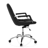 Musta Home Office -toimistotuoli SARANTO kangasverhoilulla ja viisisakaraisella rullajalustalla, valmistaja hjh OFFICE – 360 asteen näkymä (sivuprofiili 100°)
