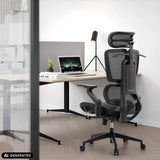 Ammattitason toimistotuoli Ergo U2 Pro3, jossa on musta nailonverhoilu, valmistaja hjh OFFICE (tekoälyllä luotu kuva)