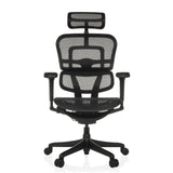 Musta Luksustoimistotuoli ERGOHUMAN SIGNATURE GEN2 verkkoselkänojalla, niskatuella ja 5 pyörällä, valmistaja hjh OFFICE – 360 asteen näkymä (etunäkymä 0°)