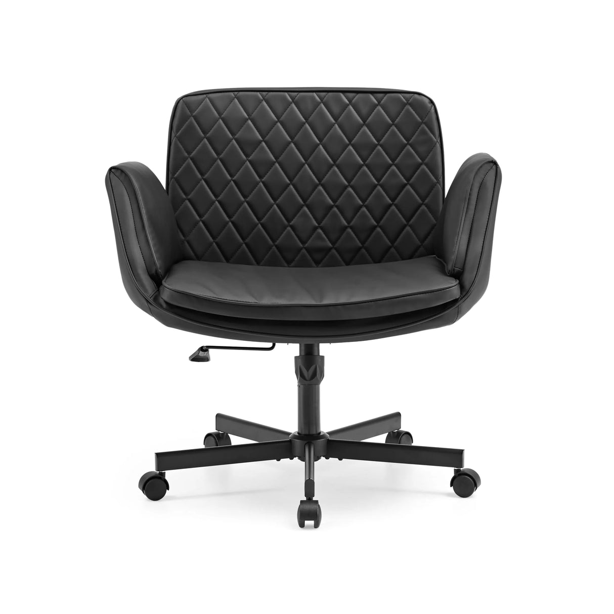 Musta Home Office -toimistotuoli Criss-Cross 10 tikkausilla ja viisisakaraisella rullajalustalla, valmistaja hjh LIVING – 360 asteen näkymä (etunäkymä 0°)
