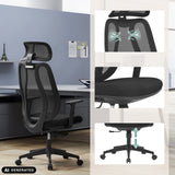 Musta ammattitason toimistotuoli Filaro, jossa on verkkoselkänoja, istuin ja korkeussäätö, valmistaja hjh OFFICE (tekoälyllä luotu kuva)