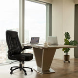 Musta XXL pyörivä tuoli INSTRUCTOR III keinonahasta, korkea selkänoja ja käsinojat, valmistaja hjh OFFICE