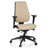 Beige Ammattitason toimistotuoli PRO-TEC 500 käsinojilla ja mustalla viisipyöräisellä jalustalla, valmistaja hjh OFFICE – 360 asteen näkymä (etunäkymä 20°)