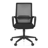Musta Home Office -toimistotuoli PRESTON verkkoselkänojalla ja viisijalkaisella pyörätuella, valmistaja hjh OFFICE – 360 asteen näkymä (etunäkymä 0°)