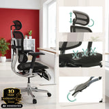ERGOHUMAN PLUS LEGPRO GEN2-luksustoimistotuolin säädettävä niskatuki ja verkkokangas, valmistaja hjh OFFICE (tekoälyllä luotu kuva)