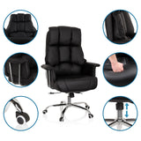 Musta Ammattitason toimistotuoli COMMANDER, jossa on yksityiskohtaiset kuvat verhoilusta, käsinojista ja kaasujousesta, valmistaja hjh OFFICE