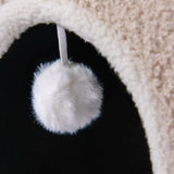 Valkoinen pompon beige-värisessä kissan pesässä PAWY EB, valmistaja hjh LIVING