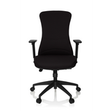 Musta Ammattitason toimistotuoli OFFICE XT PRO käsinojilla ja viisipisteisellä rulla-alustalla, valmistaja hjh OFFICE – 360 asteen näkymä (etunäkymä 0°)