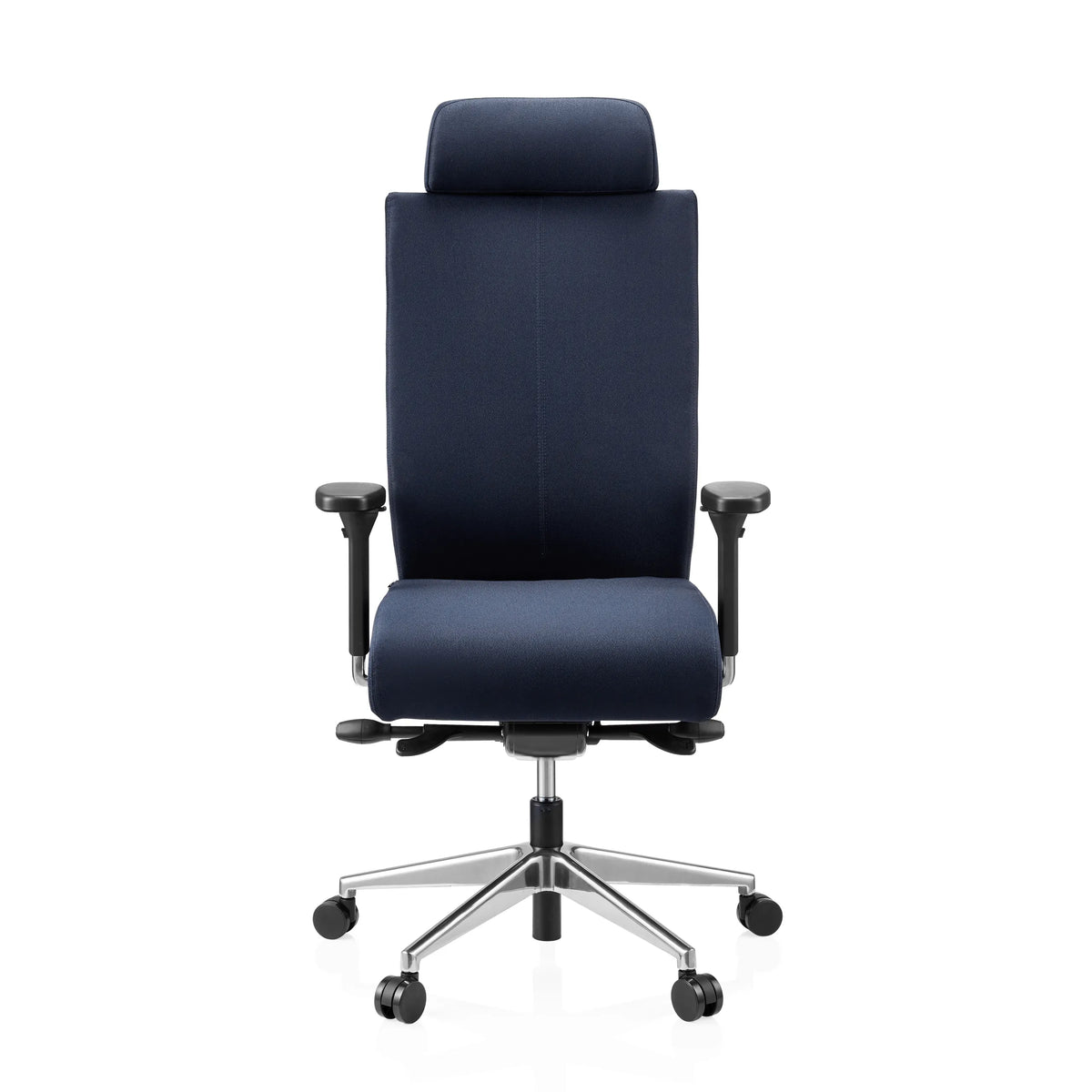 Sininen Ammattitason toimistotuoli PRO-TEC XXL niskatuella ja viisijalkaisella pyörätuella, valmistaja hjh OFFICE – 360 asteen näkymä (etunäkymä 0°)