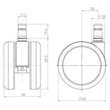 Tuolin rulla 5x ROLO LUX 11mm/65mm tekninen piirustus, halkaisija 65 mm, valmistaja hjh OFFICE