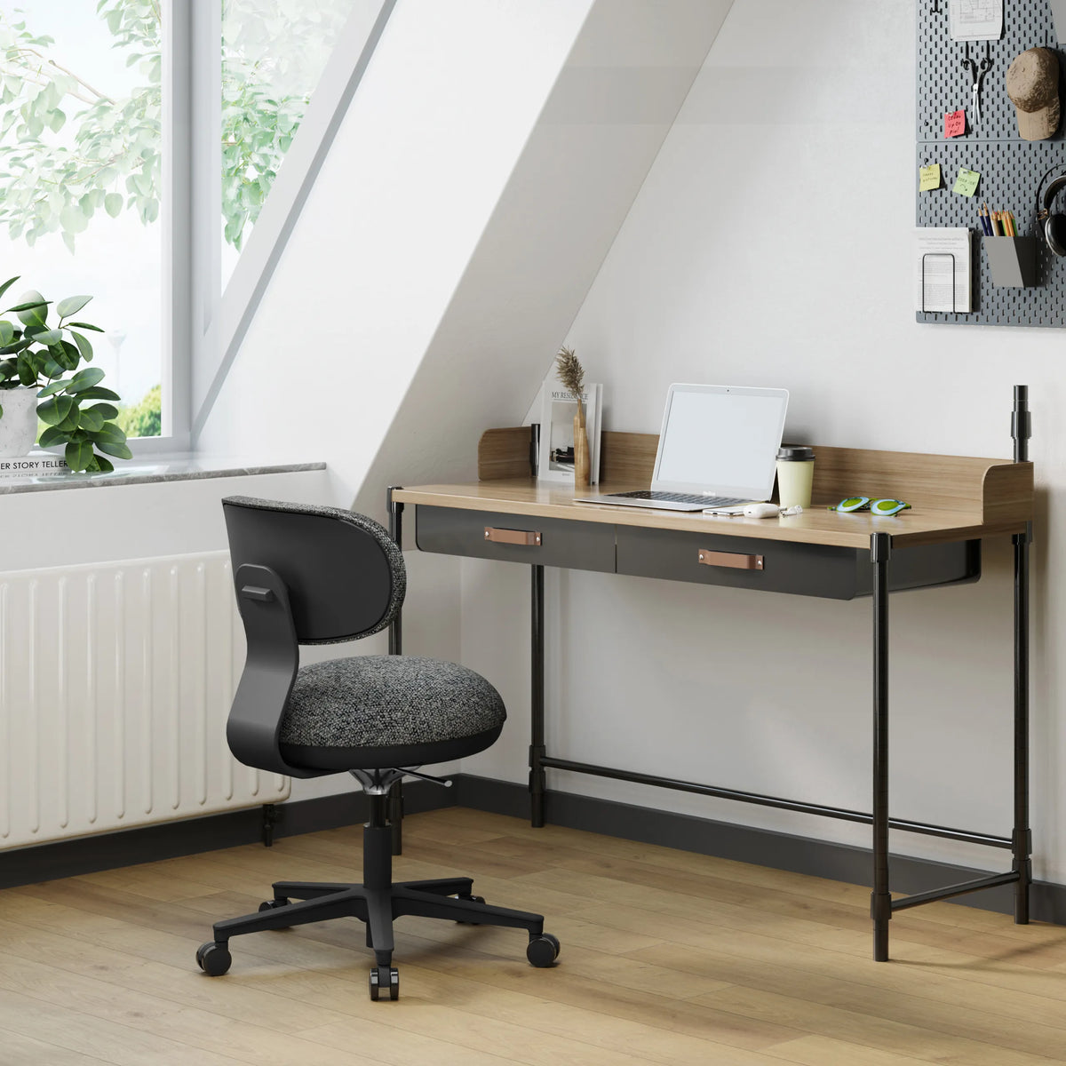 Harmaa Home Office -toimistotuoli SITMOTION B tummalla rungolla ja pyörillä, valmistaja hjh OFFICE