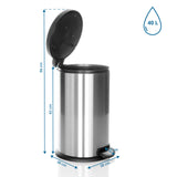 Roskakori CLEAN X mittapiirustus, tilavuus 40 l ja korkeus 96 cm, valmistaja hjh OFFICE