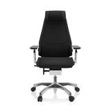Musta High End -toimistotuoli GENIDIA PRO kangasverhoilulla ja viisisakaraisella rullajalalla, valmistaja hjh OFFICE – 360 asteen näkymä (etunäkymä 0°)