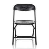 Schwarzer Outdoor-Stuhl TUDELA XXL PRO mit perforierter Sitz- und Rückenfläche von hjh OFFICE – 360-Grad-Ansicht (Frontansicht 0°)
