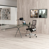 High End -toimistotuoli FOUNTAINE mustana verkkoselkänojalla ja pyörillä, valmistaja hjh OFFICE