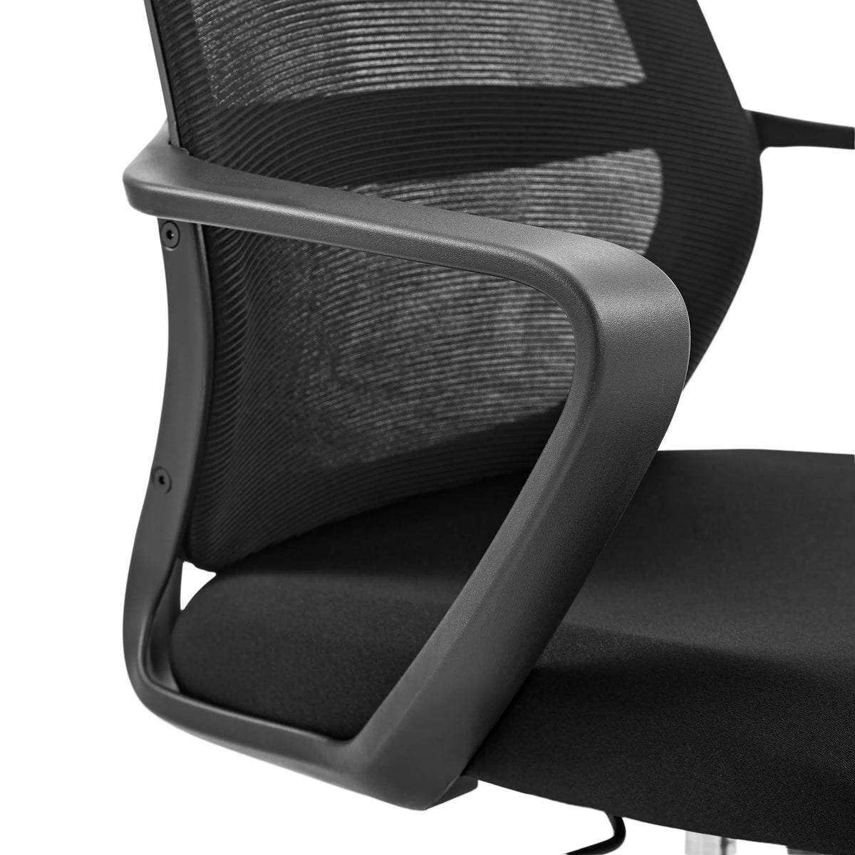 Explorer Home Office -toimistotuolin musta käsinoja ja verkkoselkänoja, valmistaja MyBuero