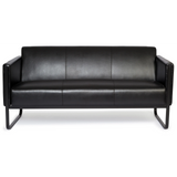 Schwarzes Loungesofa BALI BLACK als Drei-Sitzer mit Armlehnen und Metallgestell von hjh OFFICE – 360-Grad-Ansicht (Frontansicht 0°)